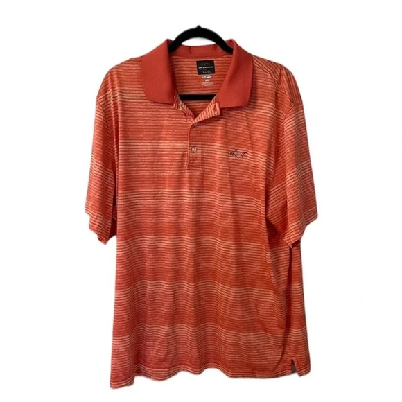 Greg Norman Men's Short Sleeve Orange Striped Play Dry Golf Polo Size XXL GUC - Picture 1 of 6